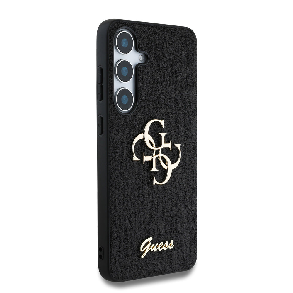 Guess Samsung Galaxy S25 Backcover hoesje - Fixed Glitter - Big 4G Metal Logo - Zwart-Hoesjes-Ilumina Benelux