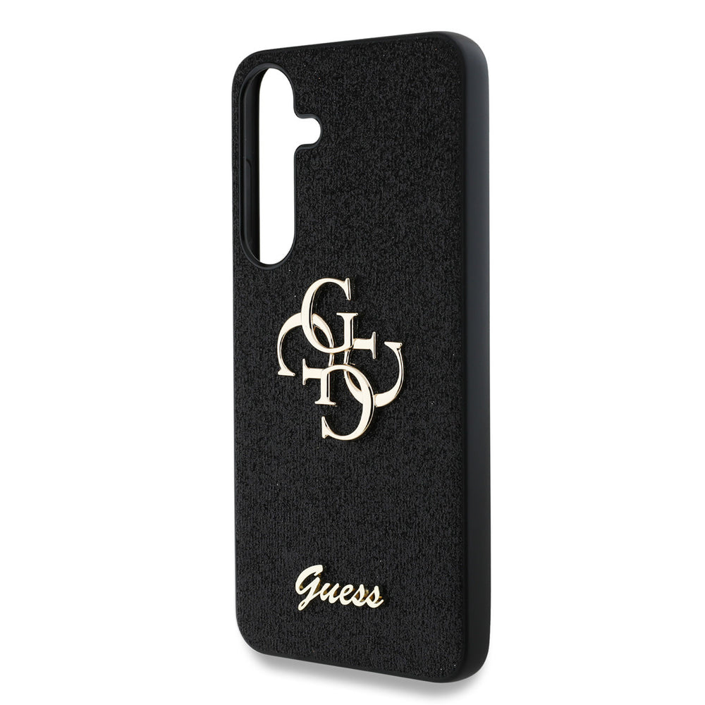 Guess Samsung Galaxy S25 Backcover hoesje - Fixed Glitter - Big 4G Metal Logo - Zwart-Hoesjes-Ilumina Benelux