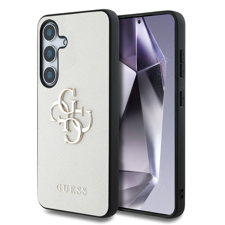 Guess Samsung Galaxy S25 Backcover hoesje - Grained - Big 4G Logo - Beige-Hoesjes-Ilumina Benelux