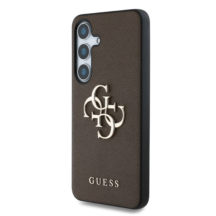 Guess Samsung Galaxy S25 Backcover hoesje - Grained - Big 4G Logo - Bruin-Hoesjes-Ilumina Benelux