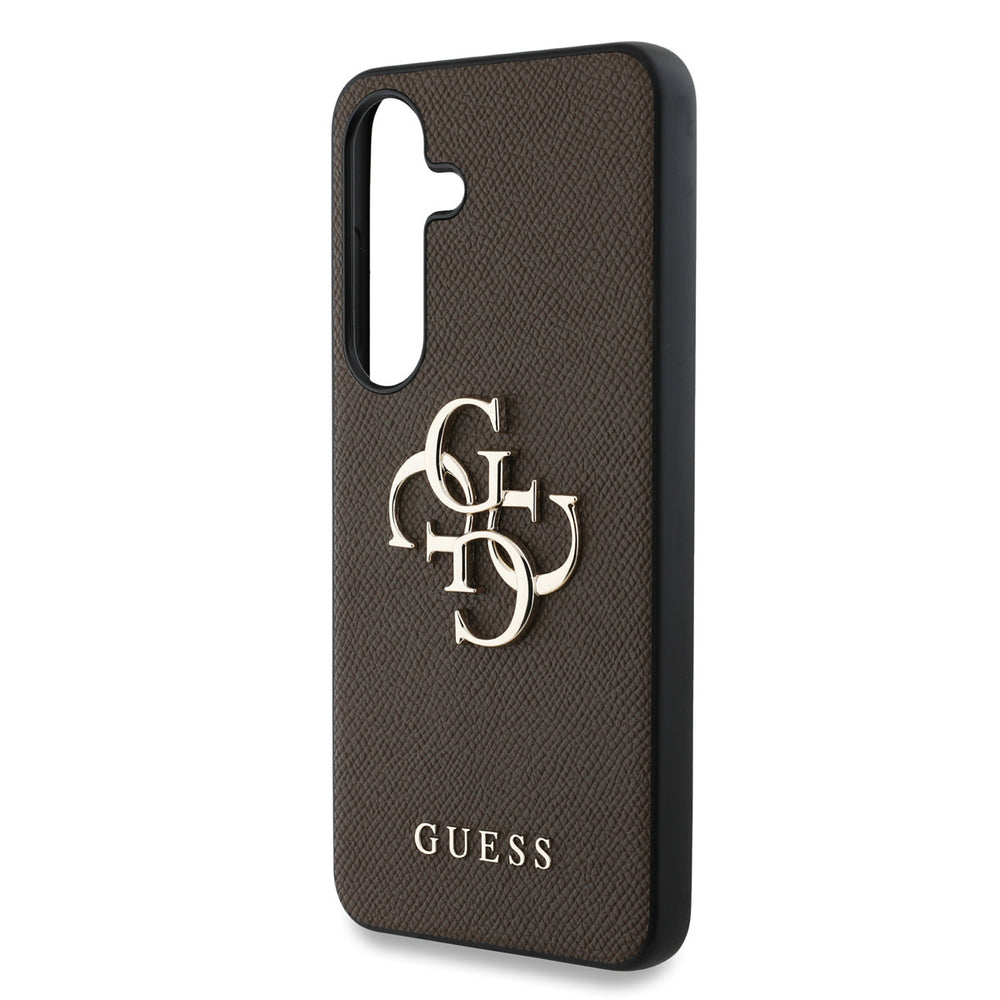 Guess Samsung Galaxy S25 Backcover hoesje - Grained - Big 4G Logo - Bruin-Hoesjes-Ilumina Benelux