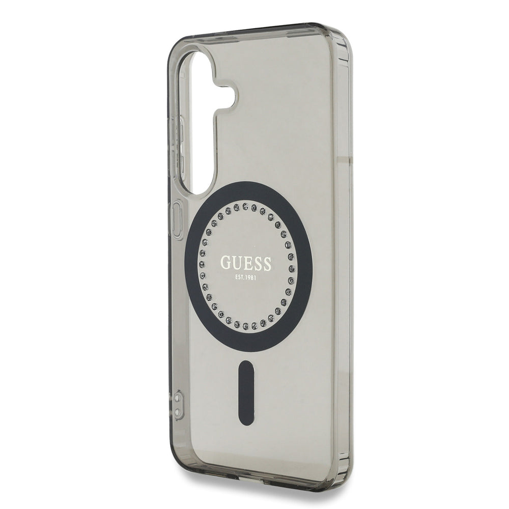 Guess Samsung Galaxy S25 Backcover hoesje - Rhinestones Printed Classic Logo - MagSafe - Zwart-Hoesjes-Ilumina Benelux