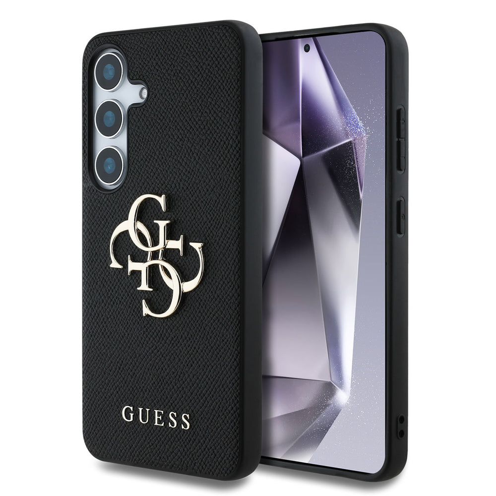 Guess Samsung Galaxy S25 Plus Backcover hoesje - Grained - Big 4G Logo - Zwart-Hoesjes-Ilumina Benelux