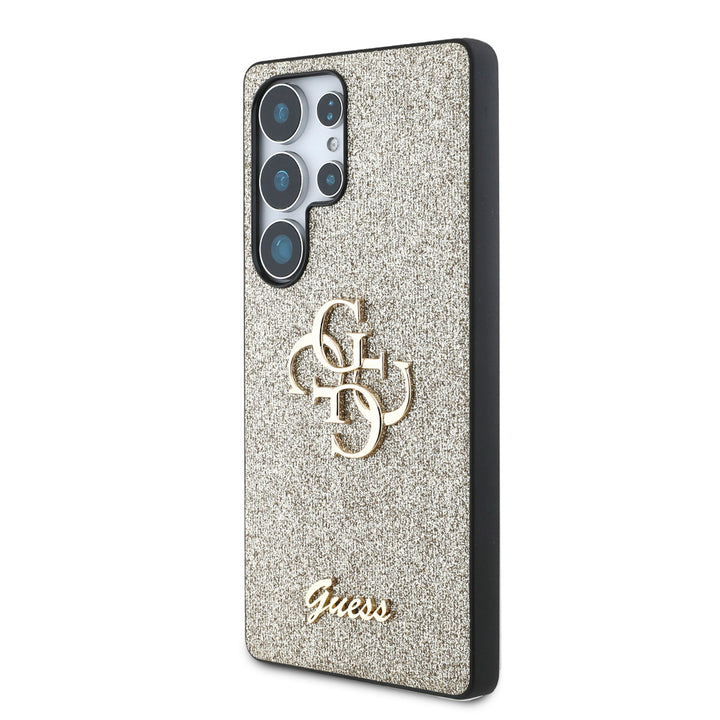 Guess Samsung Galaxy S25 Ultra Backcover hoesje - Fixed Glitter - Big 4G Metal Logo - Goud-Hoesjes-Ilumina Benelux