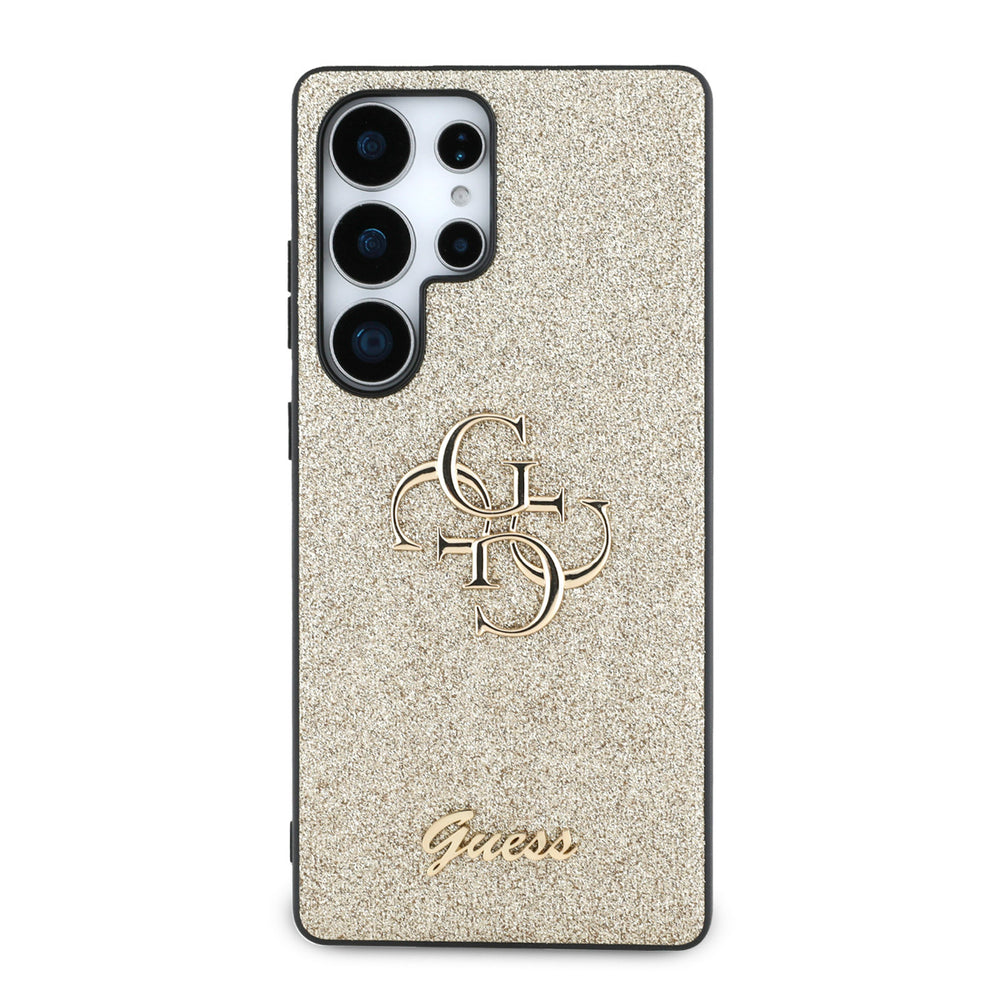 Guess Samsung Galaxy S25 Ultra Backcover hoesje - Fixed Glitter - Big 4G Metal Logo - Goud-Hoesjes-Ilumina Benelux