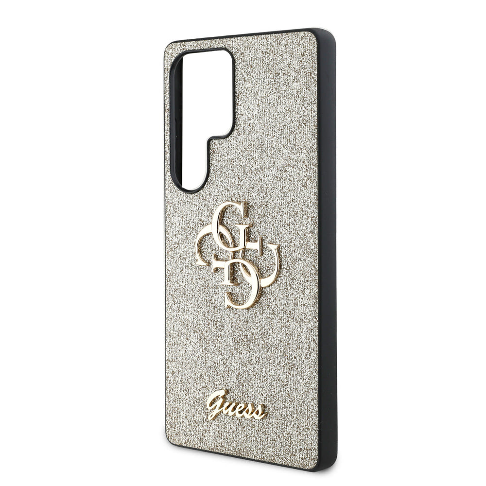 Guess Samsung Galaxy S25 Ultra Backcover hoesje - Fixed Glitter - Big 4G Metal Logo - Goud-Hoesjes-Ilumina Benelux