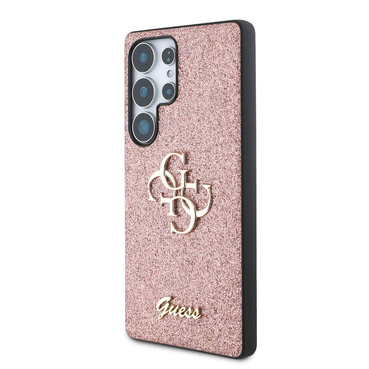 Guess Samsung Galaxy S25 Ultra Backcover hoesje - Fixed Glitter - Big 4G Metal Logo - Roze-Hoesjes-Ilumina Benelux