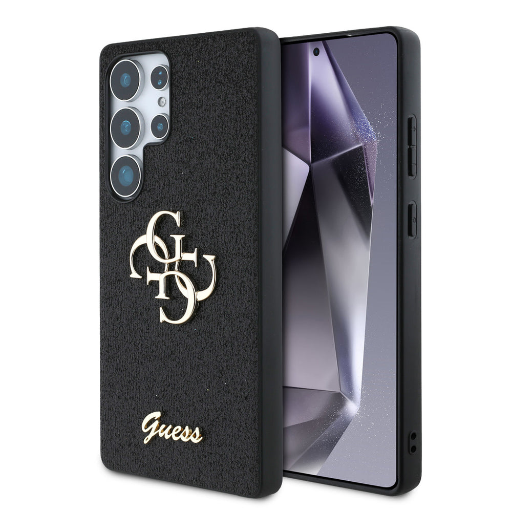 Guess Samsung Galaxy S25 Ultra Backcover hoesje - Fixed Glitter - Big 4G Metal Logo - Zwart-Hoesjes-Ilumina Benelux