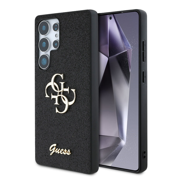 Guess Samsung Galaxy S25 Ultra Backcover hoesje - Fixed Glitter - Big 4G Metal Logo - Zwart-Hoesjes-Ilumina Benelux