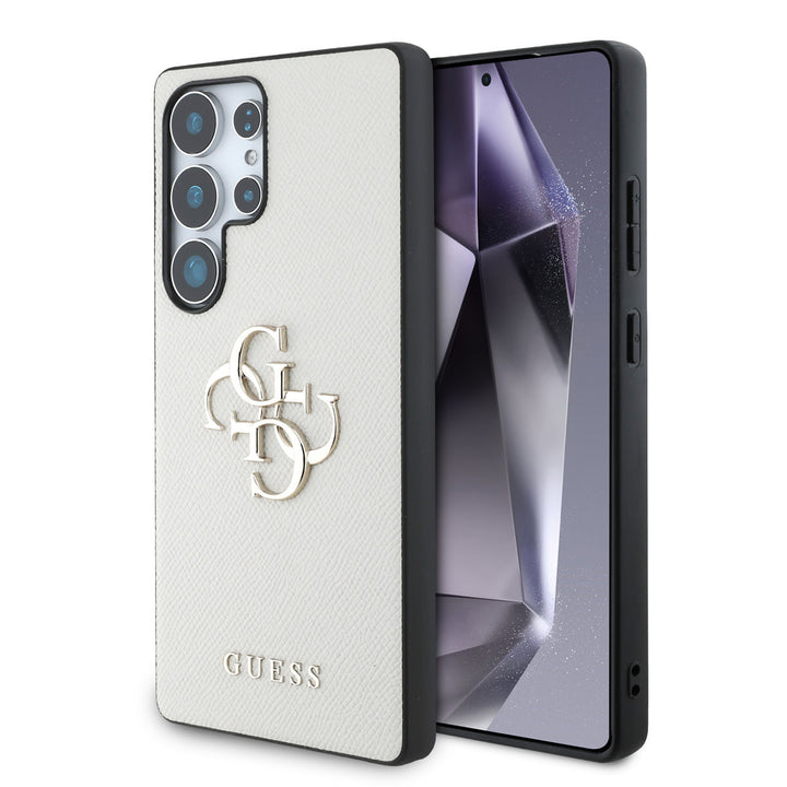 Guess Samsung Galaxy S25 Ultra Backcover hoesje - Grained - Big 4G Logo - Beige-Hoesjes-Ilumina Benelux