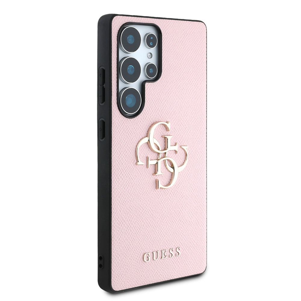 Guess Samsung Galaxy S25 Ultra Backcover hoesje - Grained - Big 4G Logo - Roze-Hoesjes-Ilumina Benelux