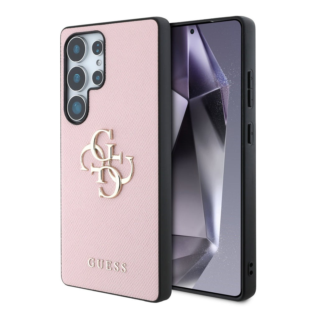 Guess Samsung Galaxy S25 Ultra Backcover hoesje - Grained - Big 4G Logo - Roze-Hoesjes-Ilumina Benelux