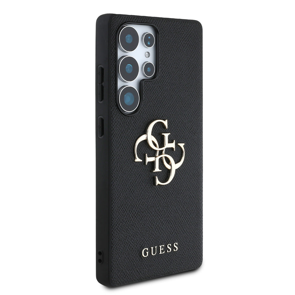 Guess Samsung Galaxy S25 Ultra Backcover hoesje - Grained - Big 4G Logo - Zwart-Hoesjes-Ilumina Benelux