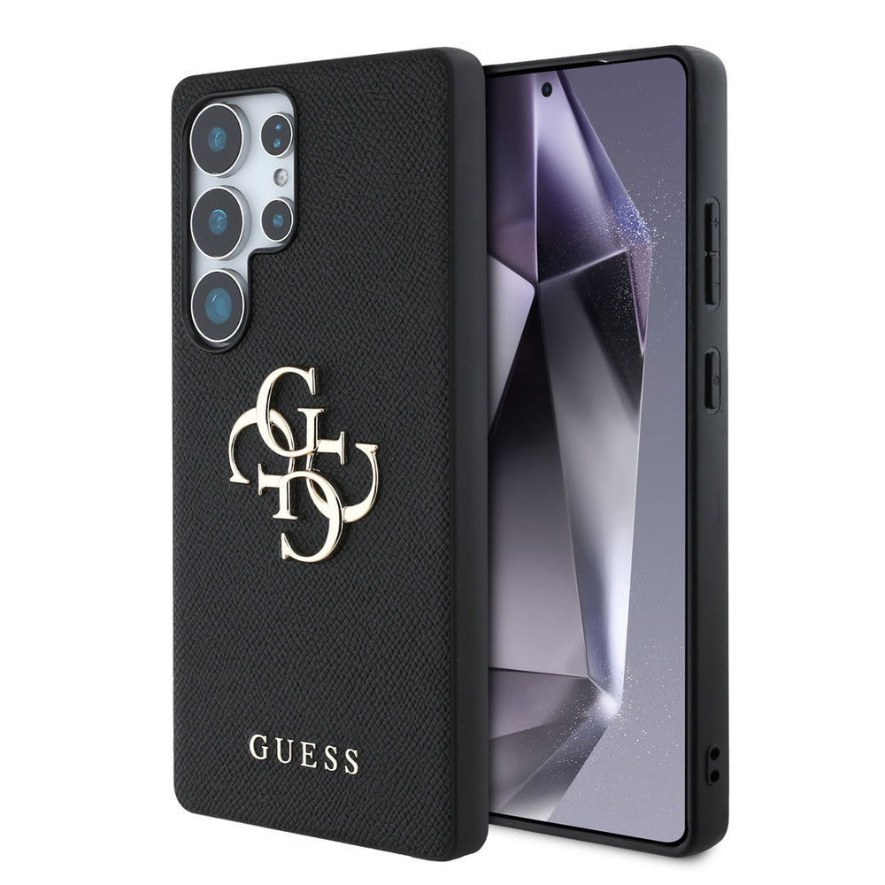 Guess Samsung Galaxy S25 Ultra Backcover hoesje - Grained - Big 4G Logo - Zwart-Hoesjes-Ilumina Benelux