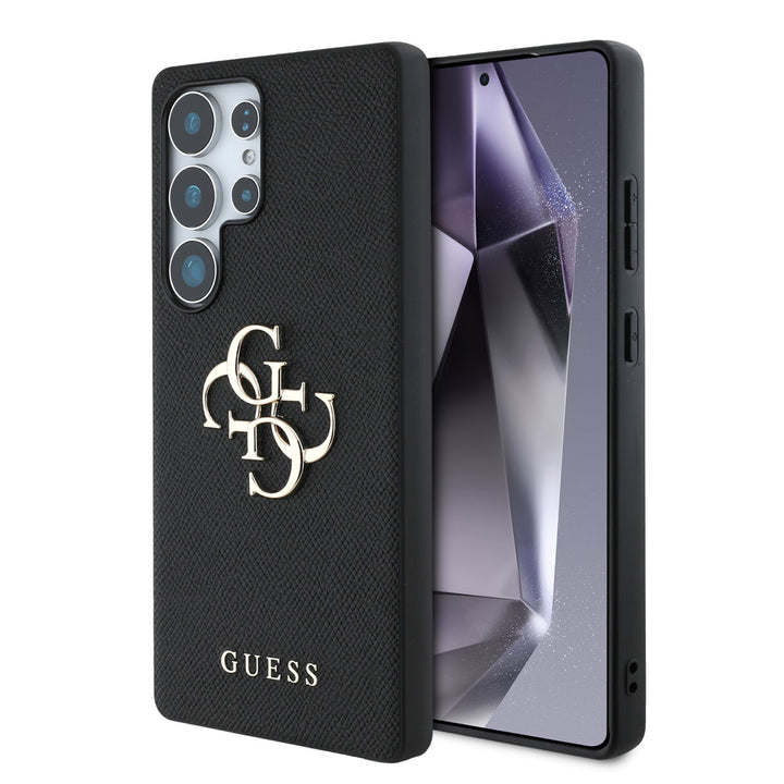 Guess Samsung Galaxy S25 Ultra Backcover hoesje - Grained - Big 4G Logo - Zwart-Hoesjes-Ilumina Benelux