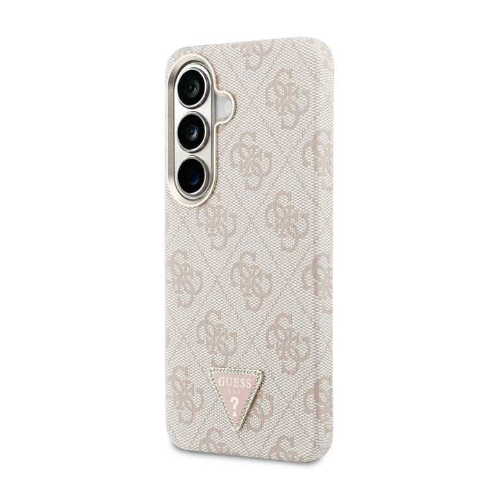 Guess Samsung Galaxy S26 Backcover hoesje - MagSafe - 4G Script Metal Logo - Gold Edge - Roze-Hoesjes-Ilumina Benelux