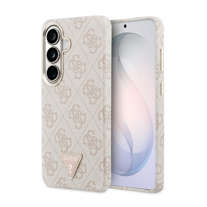 Guess Samsung Galaxy S26 Backcover hoesje - MagSafe - 4G Script Metal Logo - Gold Edge - Roze-Hoesjes-Ilumina Benelux