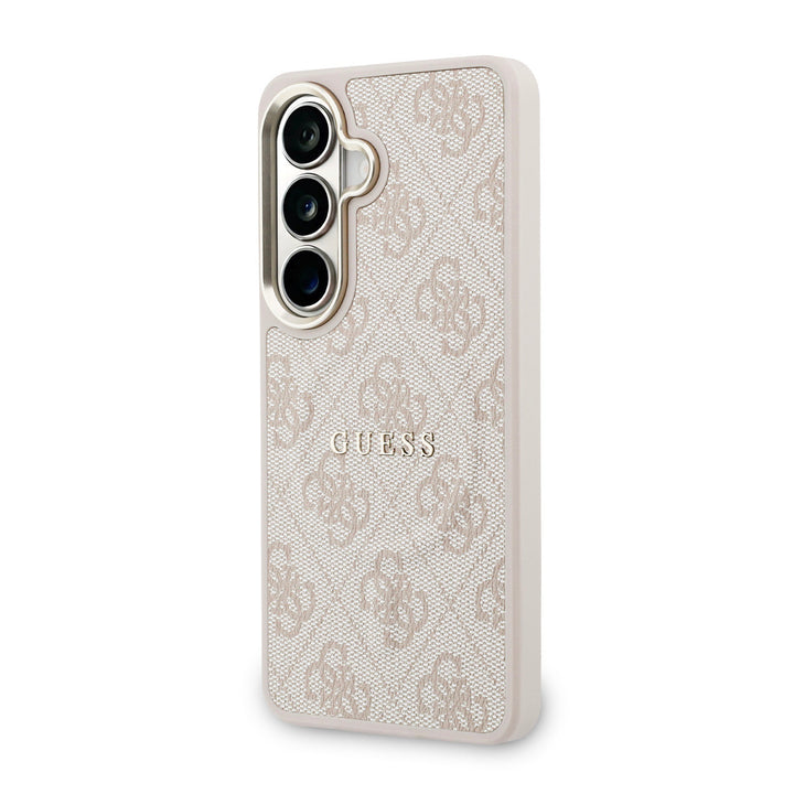 Guess Samsung Galaxy S26 Backcover hoesje - Magsafe PU Leather - 4G Classic Logo - Gold Edge - Roze-Hoesjes-Ilumina Benelux