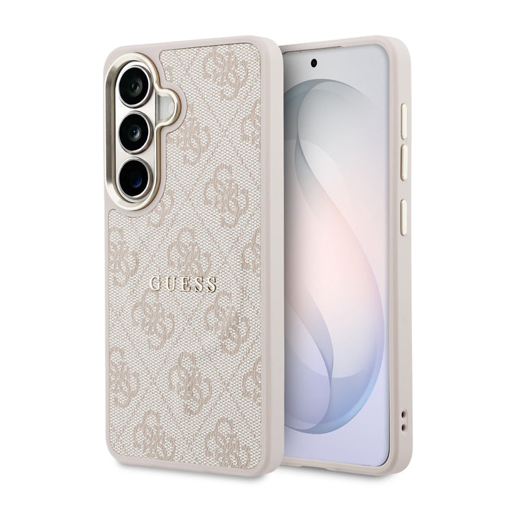 Guess Samsung Galaxy S26 Backcover hoesje - Magsafe PU Leather - 4G Classic Logo - Gold Edge - Roze-Hoesjes-Ilumina Benelux