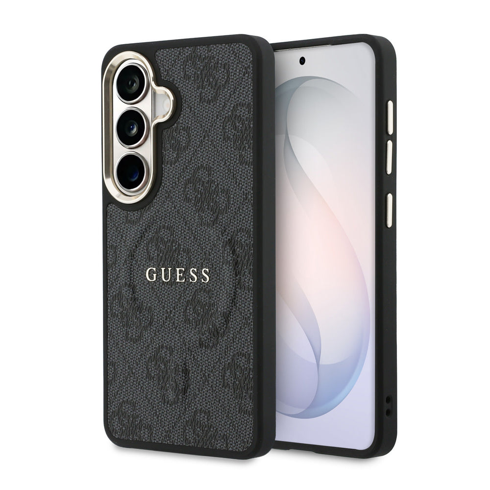 Guess Samsung Galaxy S26 Backcover hoesje - Magsafe PU Leather - 4G Classic Logo - Gold Edge - Zwart-Hoesjes-Ilumina Benelux