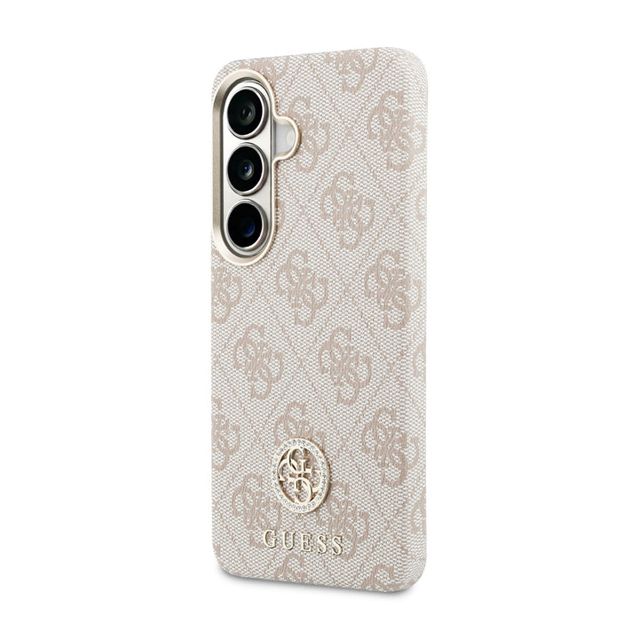 Guess Samsung Galaxy S26 Backcover hoesje - Magsafe PU Leather - 4G Strass Logo - Gold Edge - Roze-Hoesjes-Ilumina Benelux