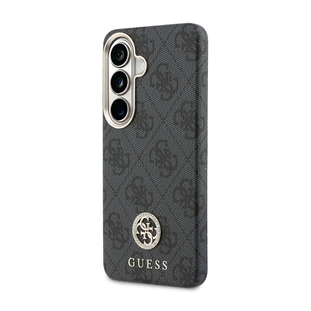 Guess Samsung Galaxy S26 Backcover hoesje - Magsafe PU Leather - 4G Strass Logo - Gold Edge - Zwart-Hoesjes-Ilumina Benelux