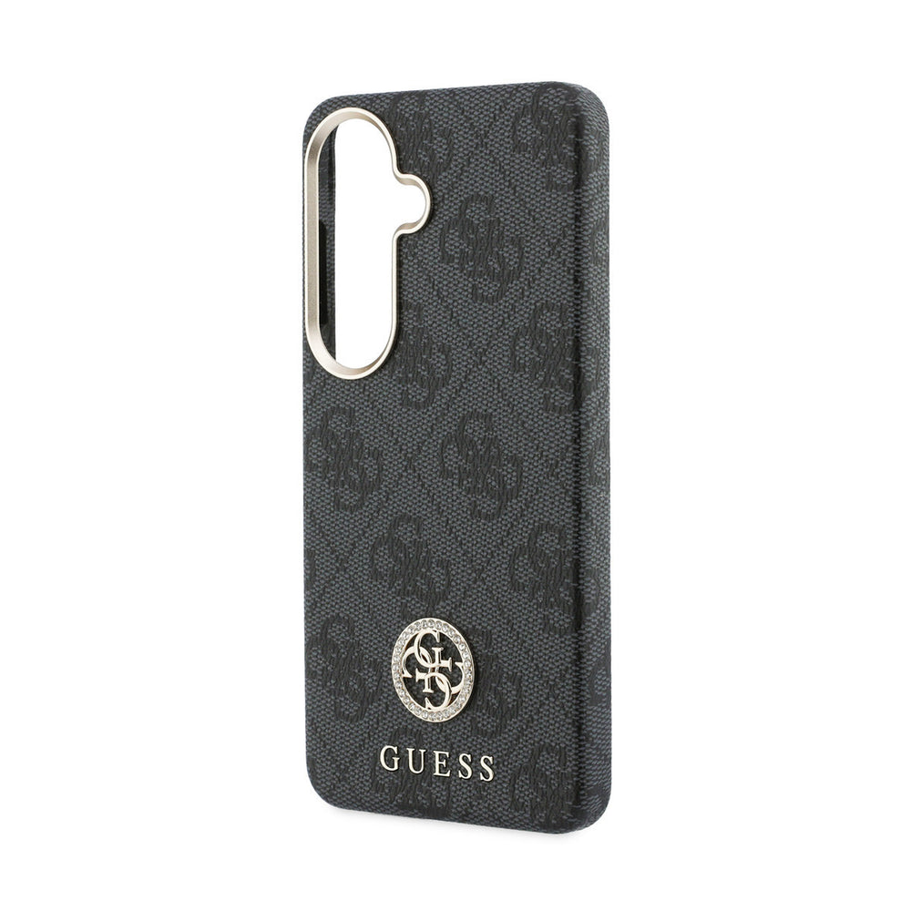 Guess Samsung Galaxy S26 Backcover hoesje - Magsafe PU Leather - 4G Strass Logo - Gold Edge - Zwart-Hoesjes-Ilumina Benelux