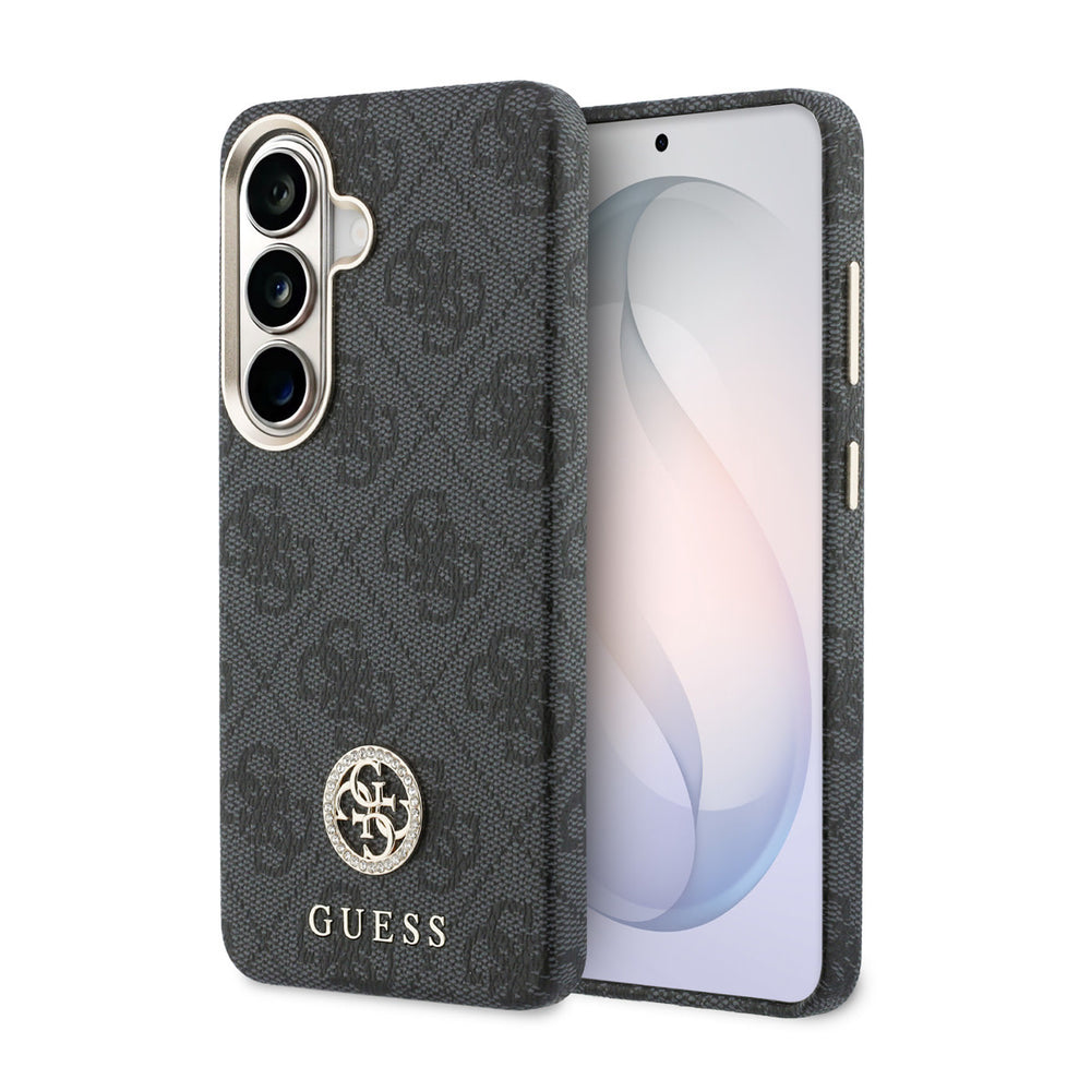 Guess Samsung Galaxy S26 Backcover hoesje - Magsafe PU Leather - 4G Strass Logo - Gold Edge - Zwart-Hoesjes-Ilumina Benelux