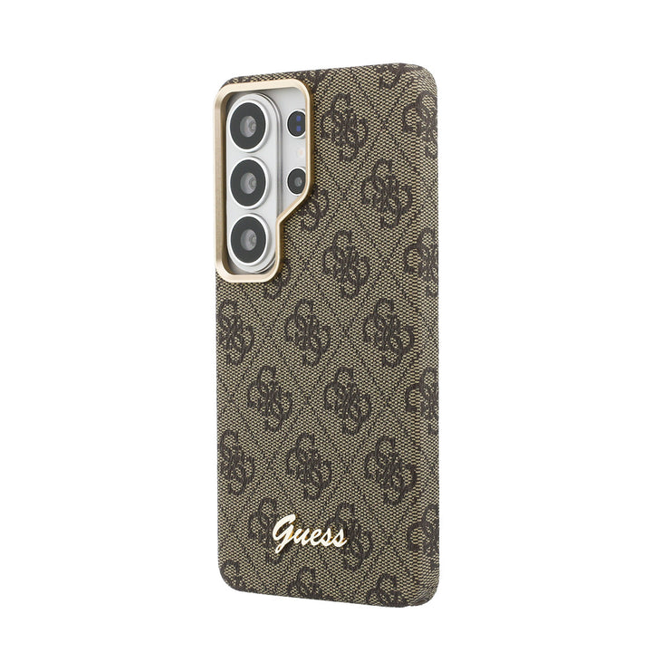 Guess Samsung Galaxy S26 Ultra Backcover hoesje - MagSafe - 4G Script Metal Logo - Bruin-Hoesjes-Ilumina Benelux