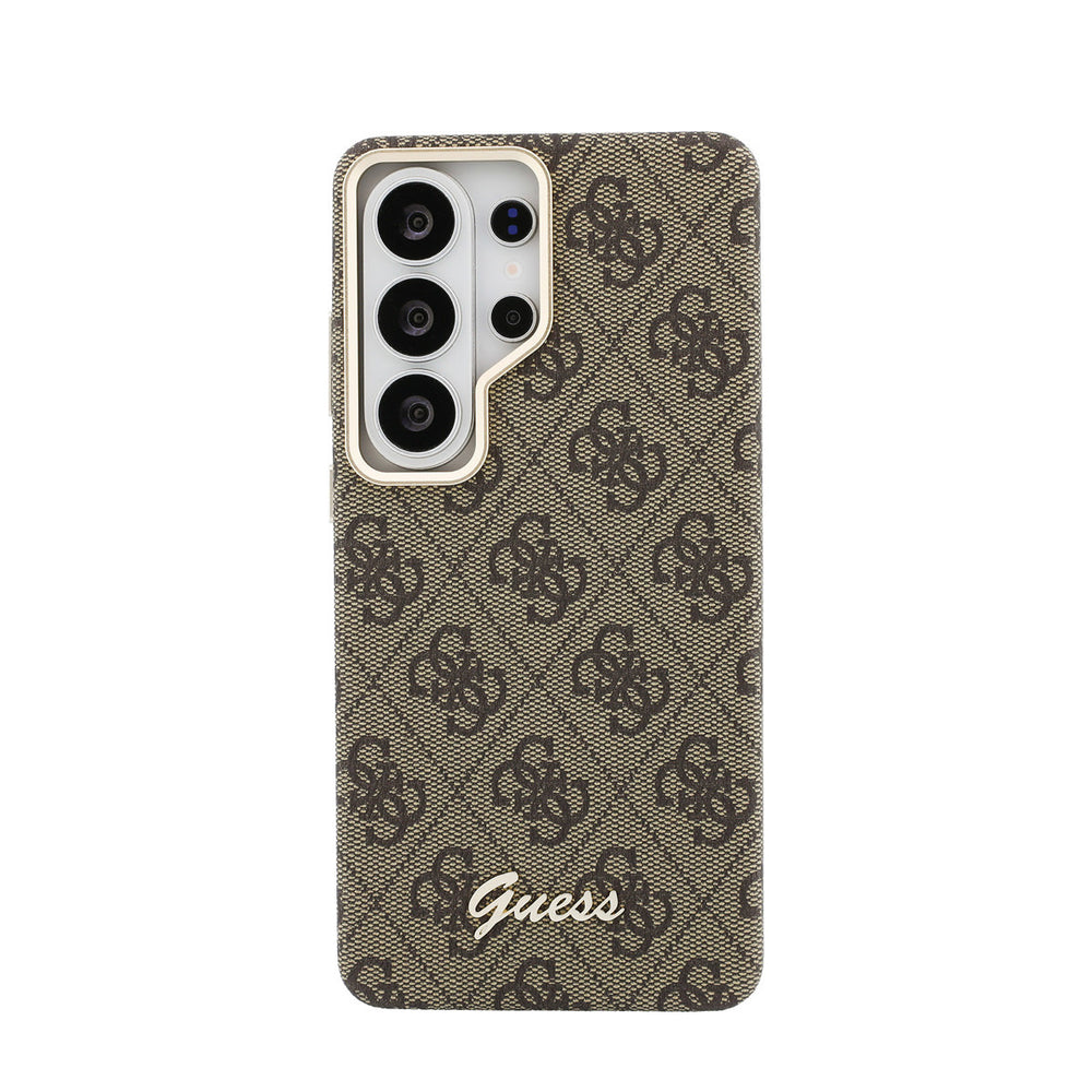 Guess Samsung Galaxy S26 Ultra Backcover hoesje - MagSafe - 4G Script Metal Logo - Bruin-Hoesjes-Ilumina Benelux