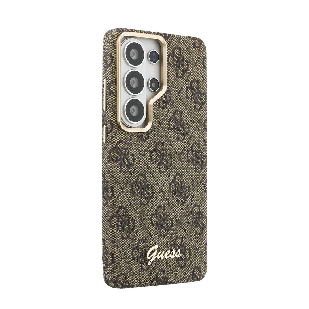 Guess Samsung Galaxy S26 Ultra Backcover hoesje - MagSafe - 4G Script Metal Logo - Bruin-Hoesjes-Ilumina Benelux