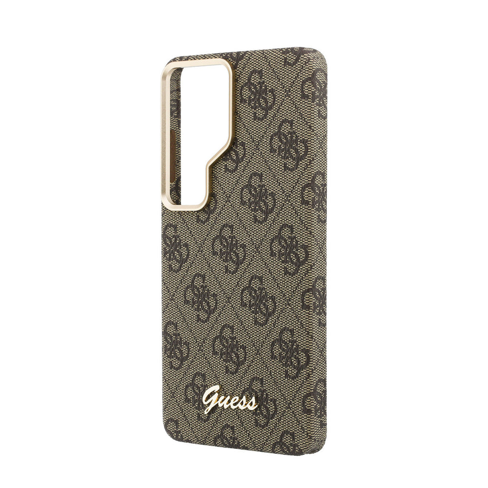Guess Samsung Galaxy S26 Ultra Backcover hoesje - MagSafe - 4G Script Metal Logo - Bruin-Hoesjes-Ilumina Benelux