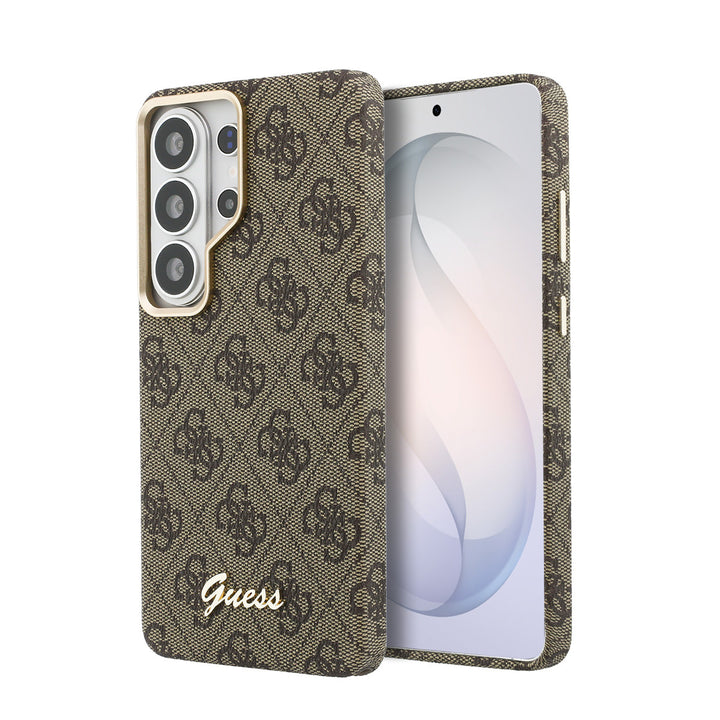 Guess Samsung Galaxy S26 Ultra Backcover hoesje - MagSafe - 4G Script Metal Logo - Bruin-Hoesjes-Ilumina Benelux