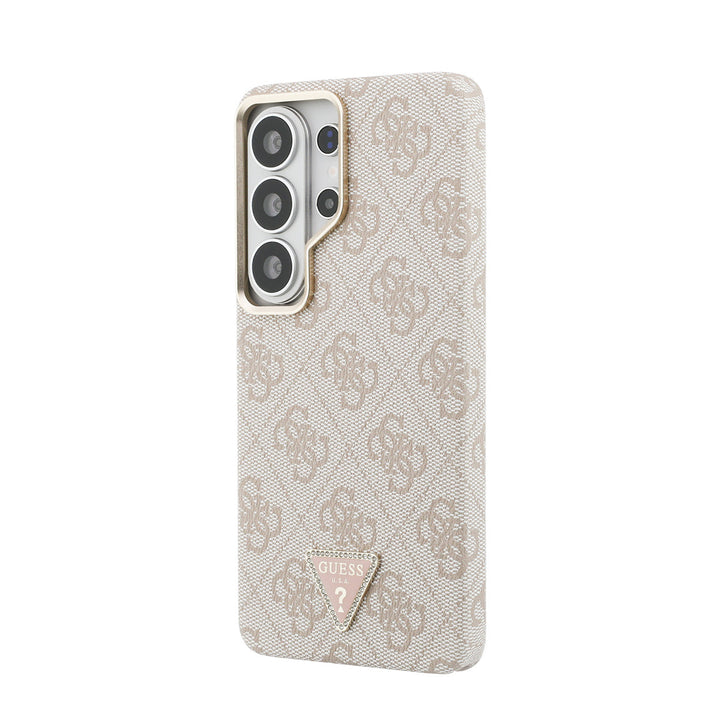Guess Samsung Galaxy S26 Ultra Backcover hoesje - MagSafe - 4G Script Metal Logo - Gold Edge - Roze-Hoesjes-Ilumina Benelux