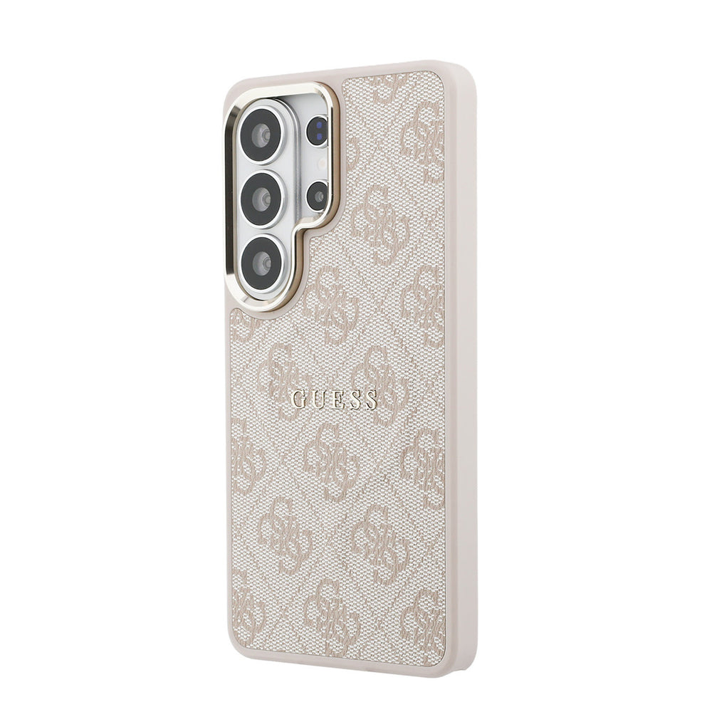 Guess Samsung Galaxy S26 Ultra Backcover hoesje - Magsafe PU Leather - 4G Classic Logo - Gold Edge - Roze-Hoesjes-Ilumina Benelux
