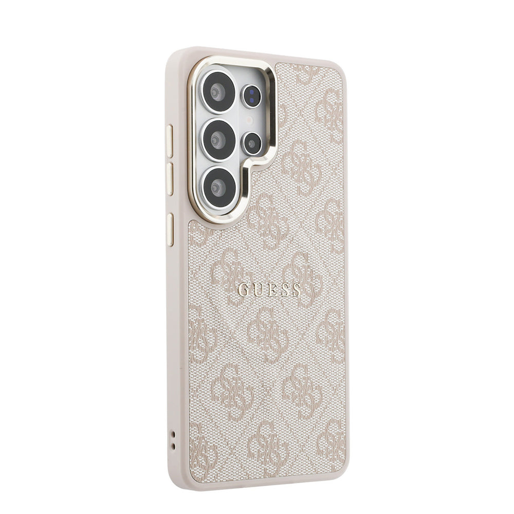 Guess Samsung Galaxy S26 Ultra Backcover hoesje - Magsafe PU Leather - 4G Classic Logo - Gold Edge - Roze-Hoesjes-Ilumina Benelux