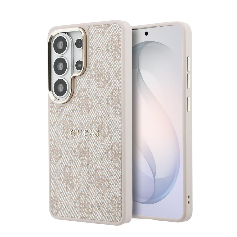 Guess Samsung Galaxy S26 Ultra Backcover hoesje - Magsafe PU Leather - 4G Classic Logo - Gold Edge - Roze-Hoesjes-Ilumina Benelux
