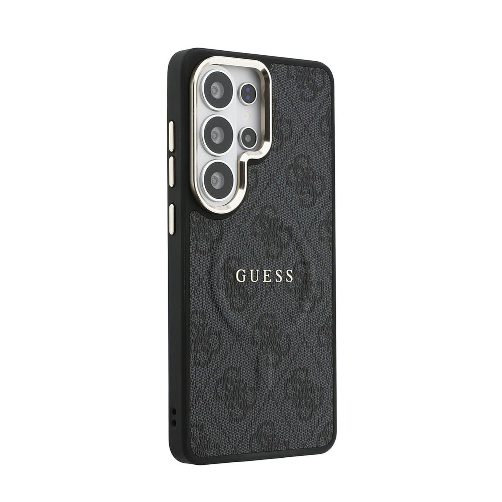 Guess Samsung Galaxy S26 Ultra Backcover hoesje - Magsafe PU Leather - 4G Classic Logo - Gold Edge - Zwart-Hoesjes-Ilumina Benelux