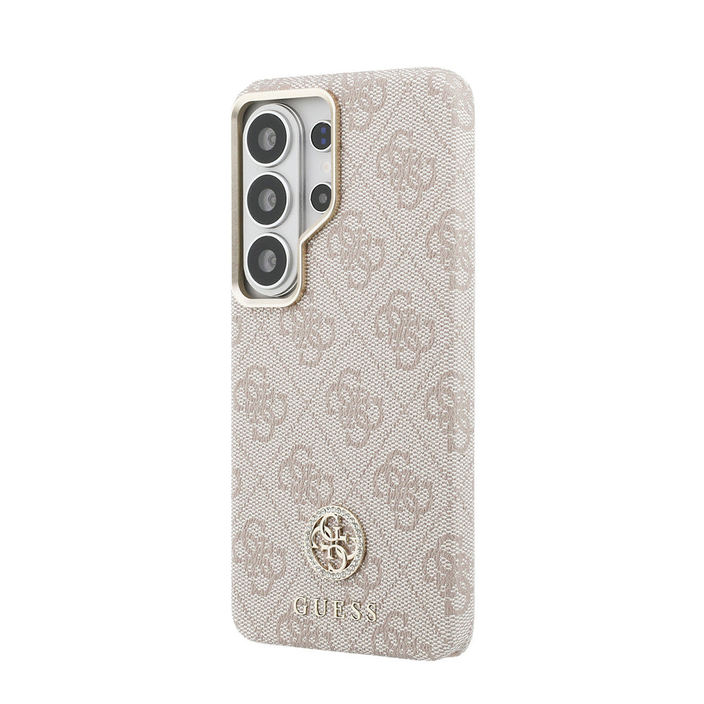 Guess Samsung Galaxy S26 Ultra Backcover hoesje - Magsafe PU Leather - 4G Strass Logo - Gold Edge - Roze-Hoesjes-Ilumina Benelux