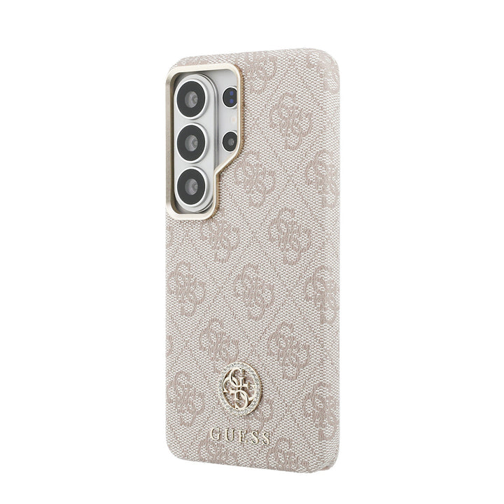 Guess Samsung Galaxy S26 Ultra Backcover hoesje - Magsafe PU Leather - 4G Strass Logo - Gold Edge - Roze-Hoesjes-Ilumina Benelux