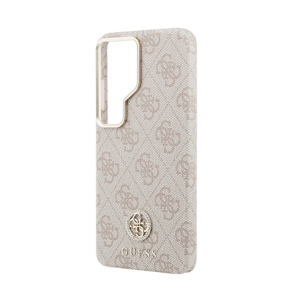 Guess Samsung Galaxy S26 Ultra Backcover hoesje - Magsafe PU Leather - 4G Strass Logo - Gold Edge - Roze-Hoesjes-Ilumina Benelux