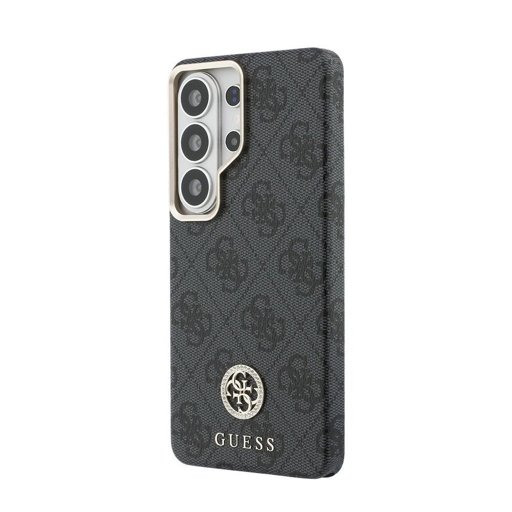 Guess Samsung Galaxy S26 Ultra Backcover hoesje - Magsafe PU Leather - 4G Strass Logo - Gold Edge - Zwart-Hoesjes-Ilumina Benelux