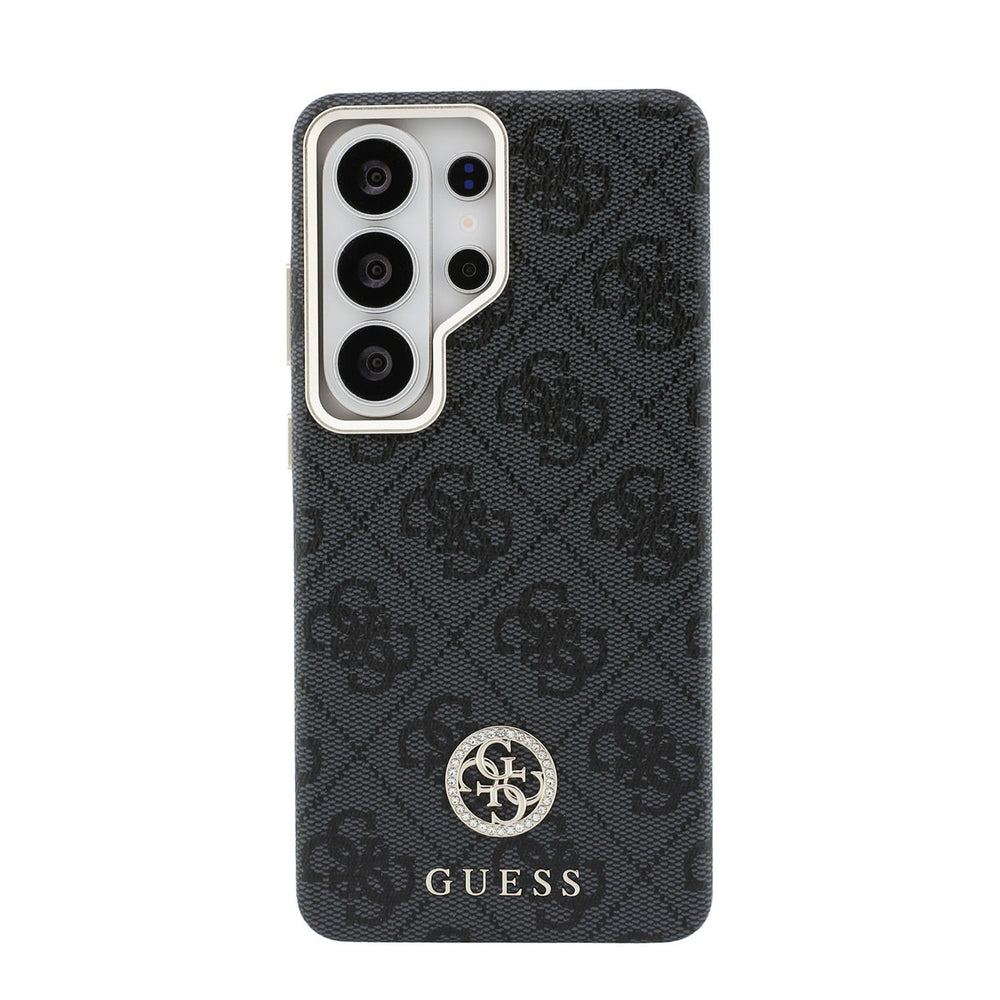 Guess Samsung Galaxy S26 Ultra Backcover hoesje - Magsafe PU Leather - 4G Strass Logo - Gold Edge - Zwart-Hoesjes-Ilumina Benelux