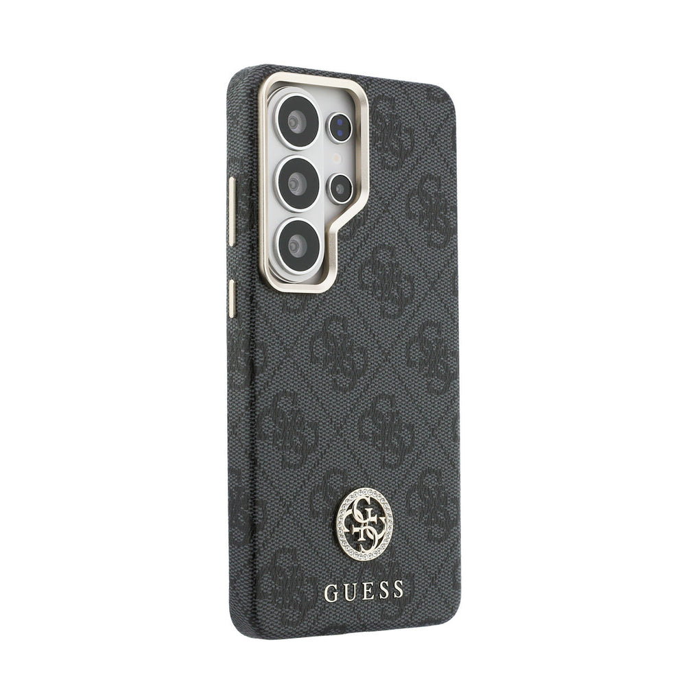Guess Samsung Galaxy S26 Ultra Backcover hoesje - Magsafe PU Leather - 4G Strass Logo - Gold Edge - Zwart-Hoesjes-Ilumina Benelux