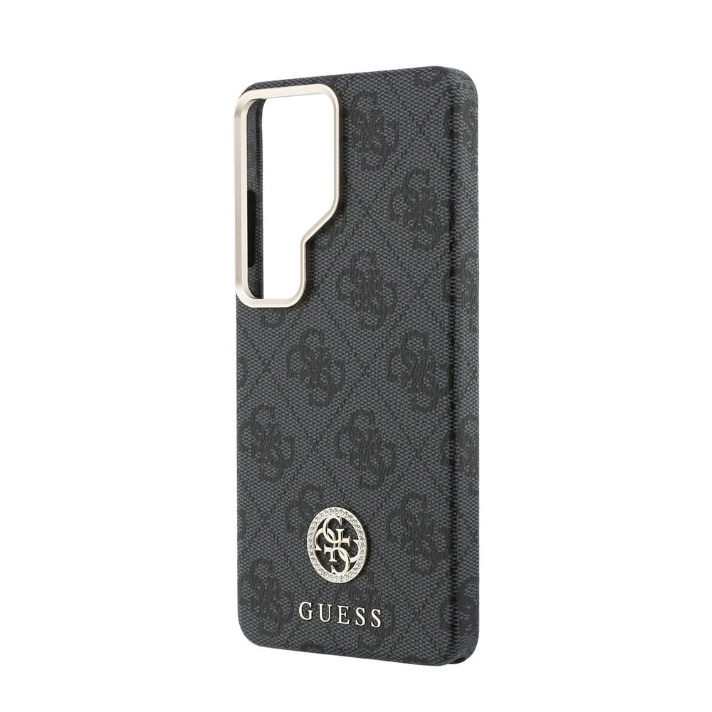 Guess Samsung Galaxy S26 Ultra Backcover hoesje - Magsafe PU Leather - 4G Strass Logo - Gold Edge - Zwart-Hoesjes-Ilumina Benelux