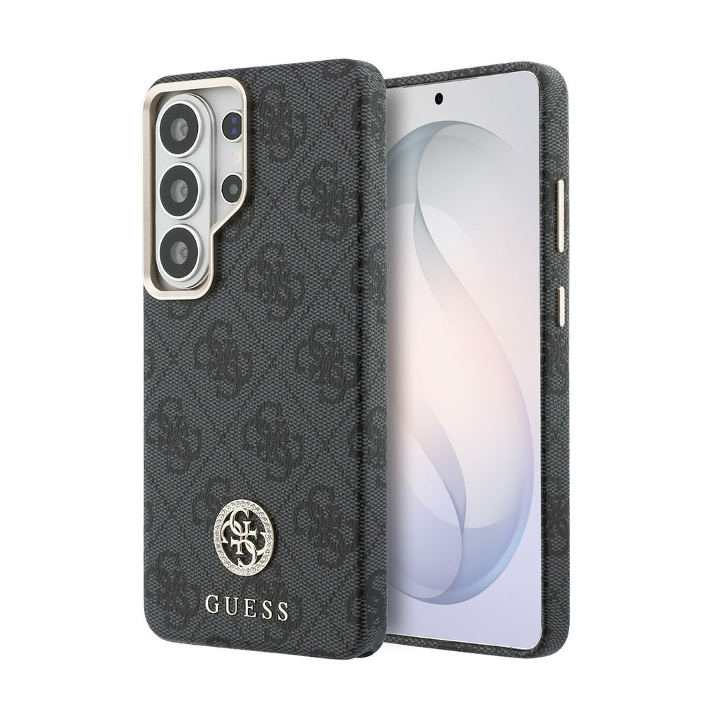 Guess Samsung Galaxy S26 Ultra Backcover hoesje - Magsafe PU Leather - 4G Strass Logo - Gold Edge - Zwart-Hoesjes-Ilumina Benelux