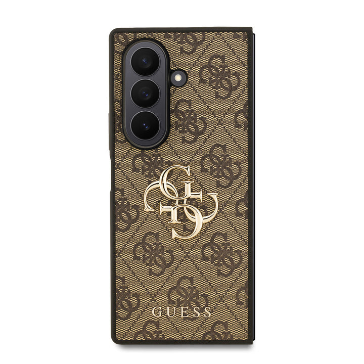 Guess Samsung Galaxy Z Fold 7 Backcover hoesje - 4G - Big Metal Logo - Bruin-Hoesjes-Ilumina Benelux