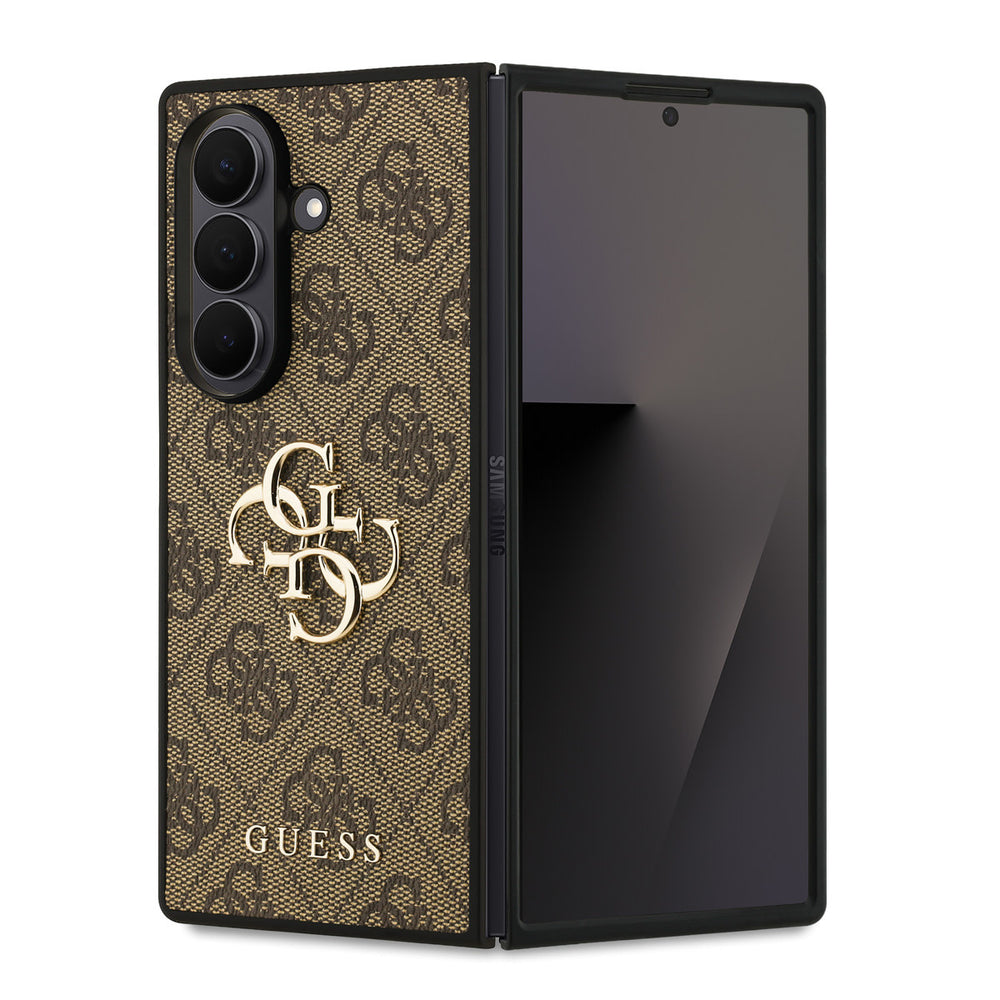 Guess Samsung Galaxy Z Fold 7 Backcover hoesje - 4G - Big Metal Logo - Bruin-Hoesjes-Ilumina Benelux