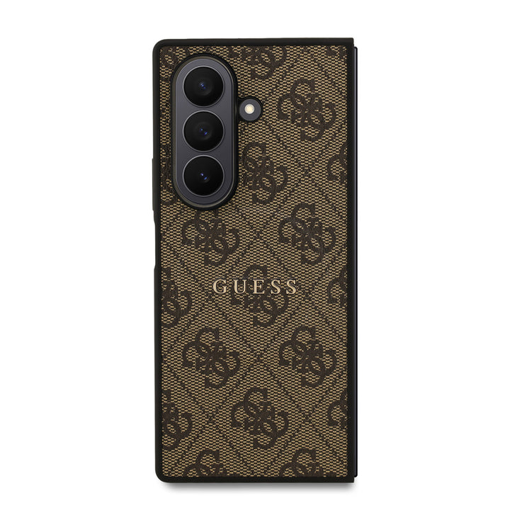 Guess Samsung Galaxy Z Fold 7 Backcover hoesje - Magsafe PU Leather - 4G Classic Logo - Bruin-Hoesjes-Ilumina Benelux