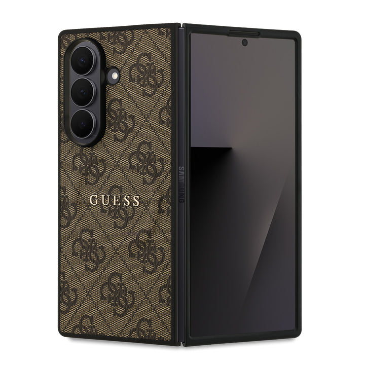 Guess Samsung Galaxy Z Fold 7 Backcover hoesje - Magsafe PU Leather - 4G Classic Logo - Bruin-Hoesjes-Ilumina Benelux